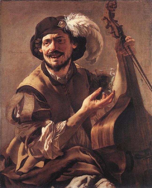 TERBRUGGHEN, Hendrick A Laughing Bravo with a Bass Viol and a Glass  at china oil painting image